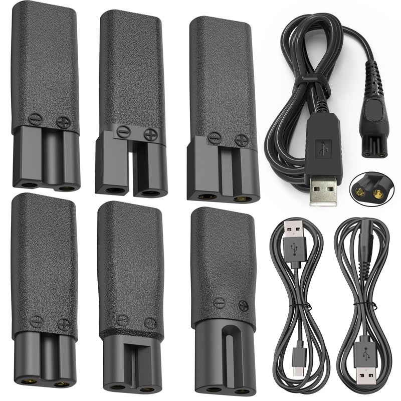 Pinkind Upgraded 9PCS Replacement Shaver Charger Compatible with a Various Types of Electric Hair Clippers, Beard Trimmers, Shavers, Beauty Instruments,Desk Lamps,Purifiers,Charging Cable Type-C Power Cord - Image 1
